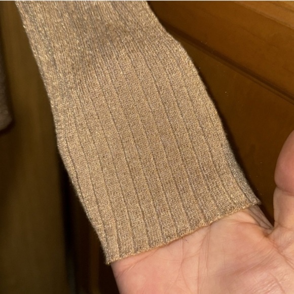 JM collections, metallic gold sparkle, tan open front cardigan size larg... - Picture 4 of 5